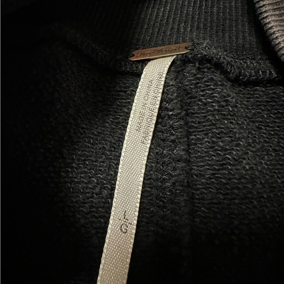 Free People Distressed Charcoal Gray Black Mock Neck Sweatshirt Tunic Side Slit - Picture 8 of 11